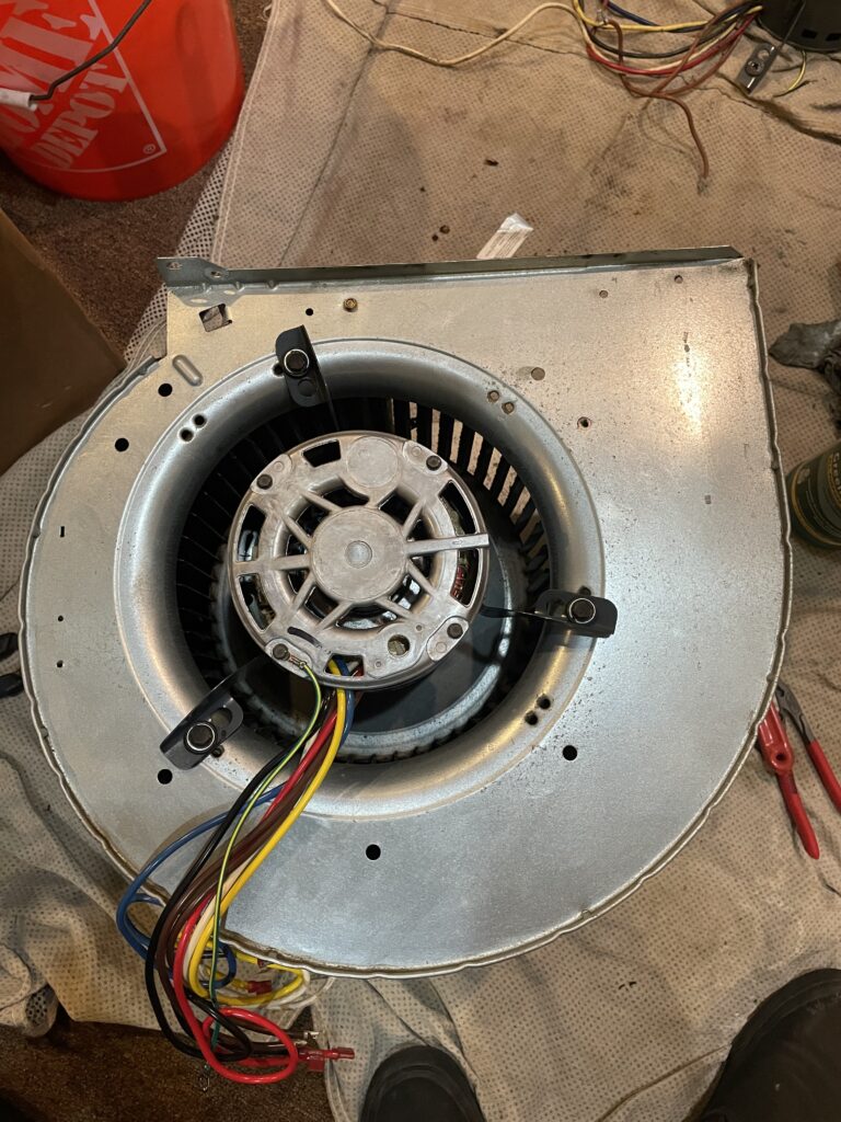 New motor installed in the fan assemble.